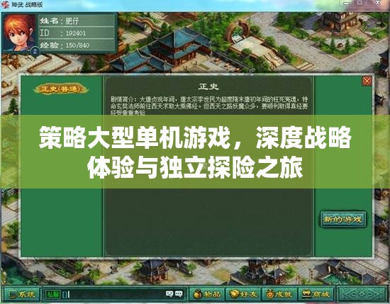 策略大型單機(jī)游戲，深度戰(zhàn)略體驗(yàn)與獨(dú)立探險之旅