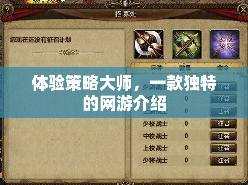 體驗(yàn)策略大師，獨(dú)特網(wǎng)游探秘之旅