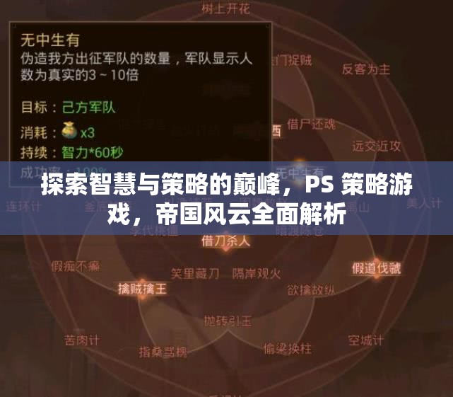 探索智慧與策略的巔峰，PS 策略游戲，帝國(guó)風(fēng)云全面解析