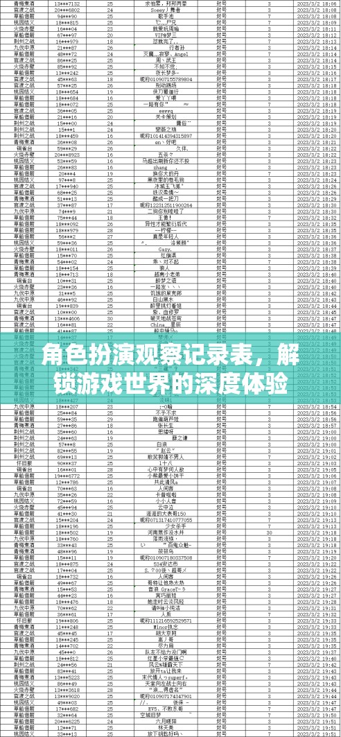 解鎖游戲深度，角色扮演觀察記錄表的應(yīng)用與體驗(yàn)