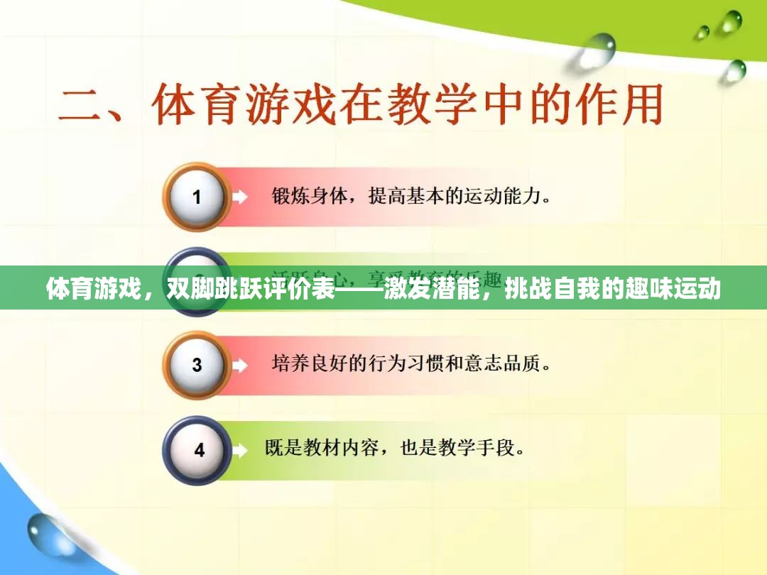 激發(fā)潛能，挑戰(zhàn)自我，體育游戲雙腳跳躍評價表