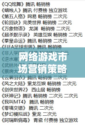 網(wǎng)絡(luò)游戲市場營銷策略，打造吸引玩家的數(shù)字帝國