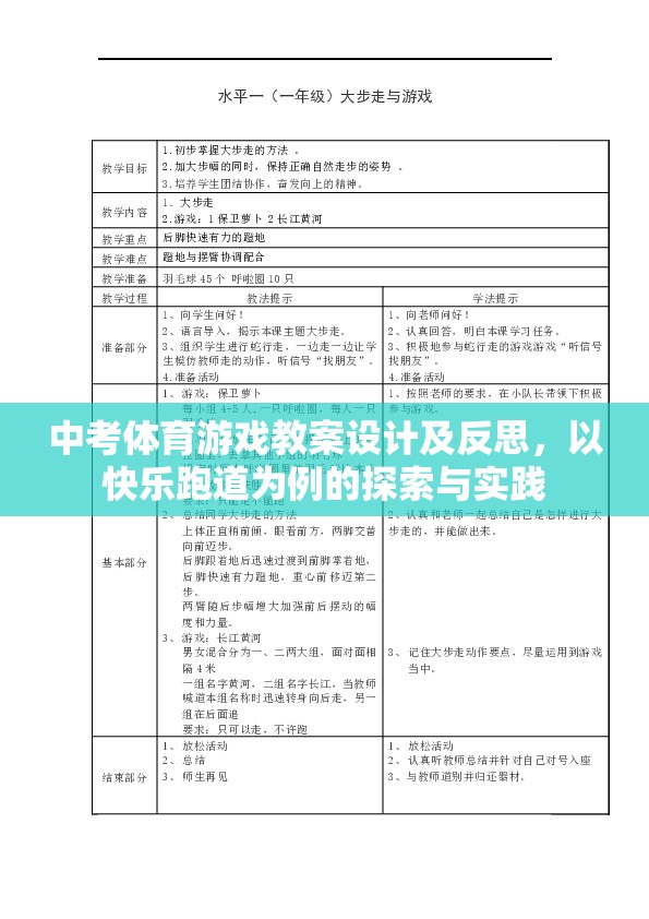 快樂跑道，中考體育游戲教案的探索與實踐與反思