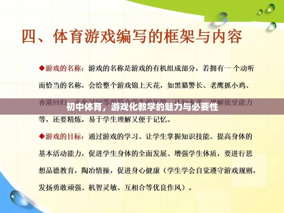 初中體育，游戲化教學(xué)的魅力與必要性