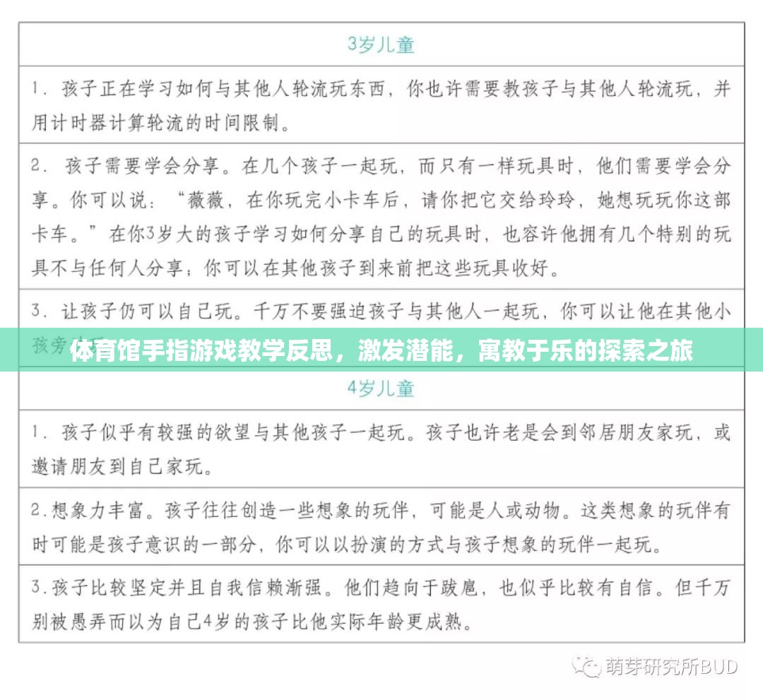 寓教于樂，體育館手指游戲教學(xué)的潛能激發(fā)與探索之旅