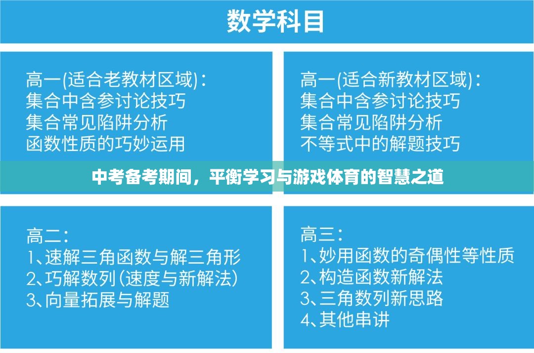 中考備考，平衡學(xué)習(xí)、游戲與體育的智慧策略