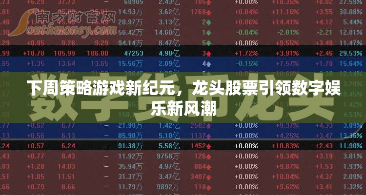 下周策略游戲新紀(jì)元，龍頭股票引領(lǐng)數(shù)字娛樂新風(fēng)潮