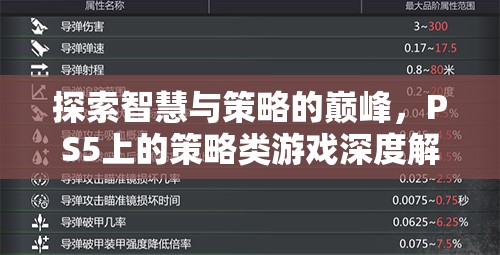 探索智慧與策略的巔峰，PS5上的策略類游戲深度解析