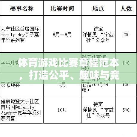 打造公平、趣味與競技的完美融合，體育游戲比賽章程范本