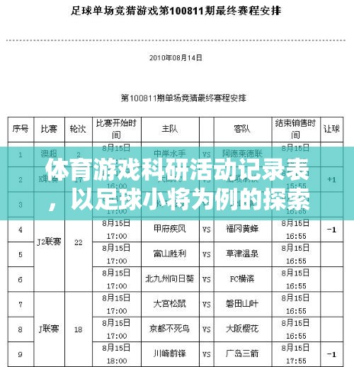 足球小將，探索與記錄體育游戲科研活動的實(shí)踐與啟示