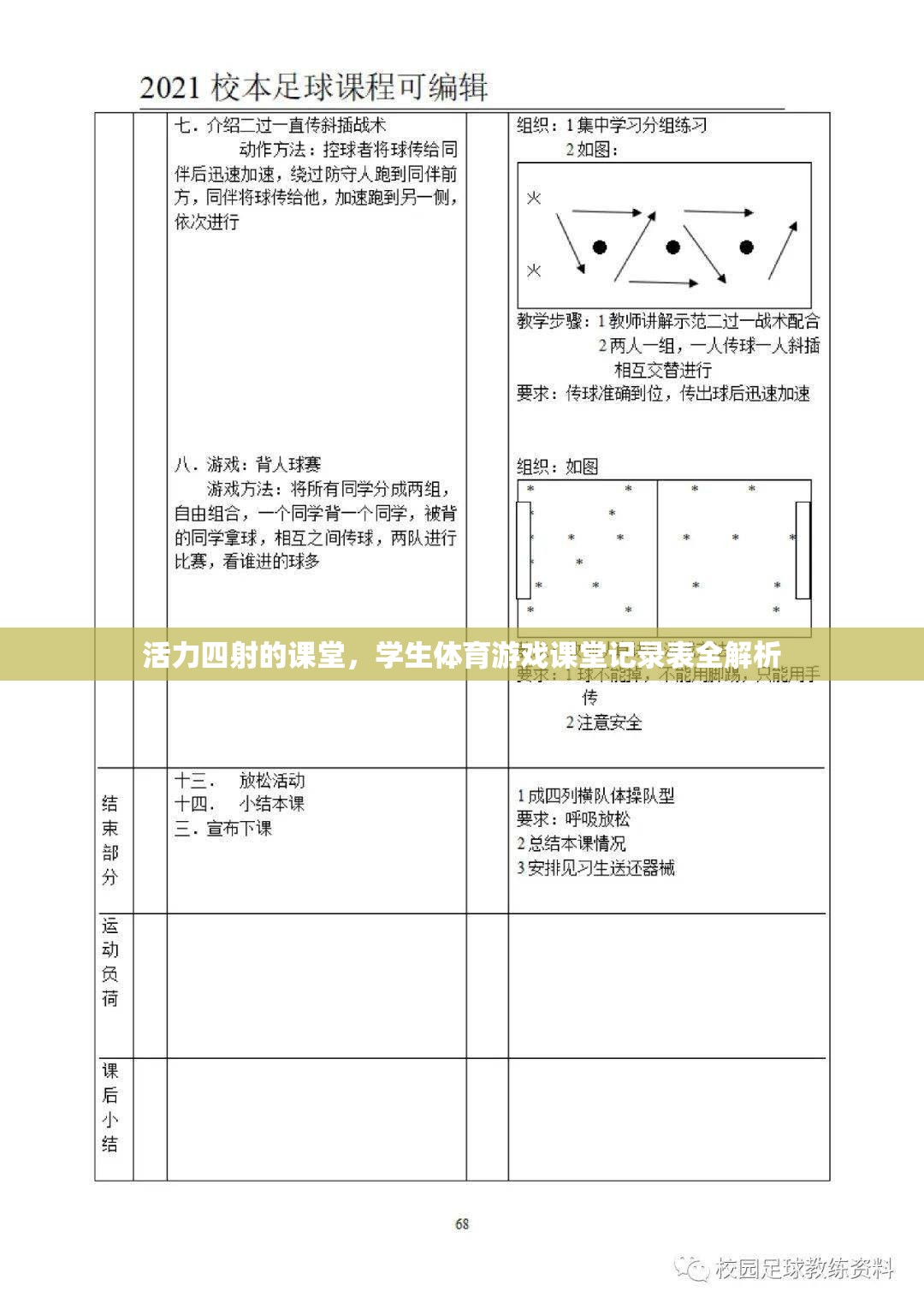 活力四射，學生體育游戲課堂記錄表全解析