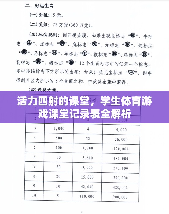 活力四射，學生體育游戲課堂記錄表全解析