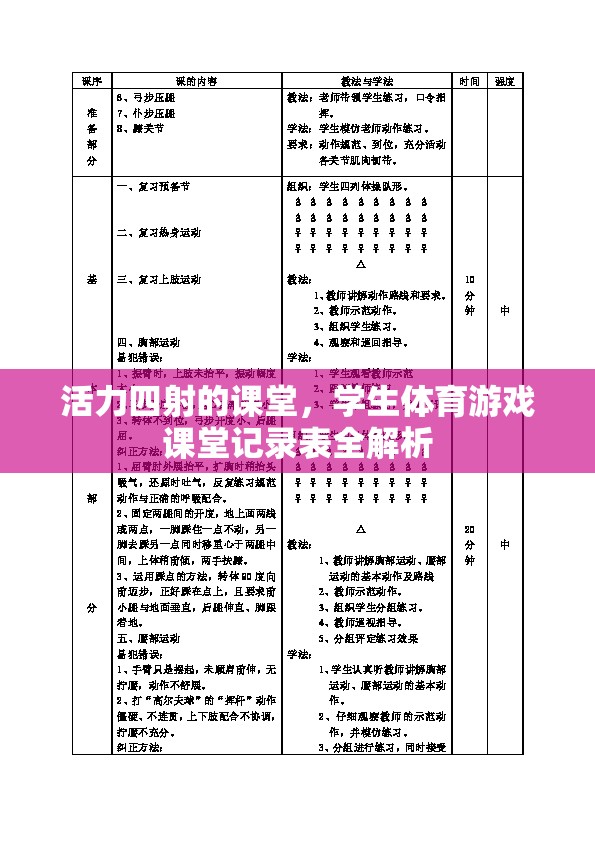 活力四射，學生體育游戲課堂記錄表全解析