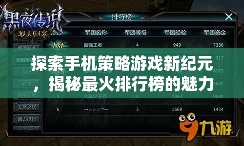 揭秘手機(jī)策略游戲新紀(jì)元，最火排行榜的魅力與策略