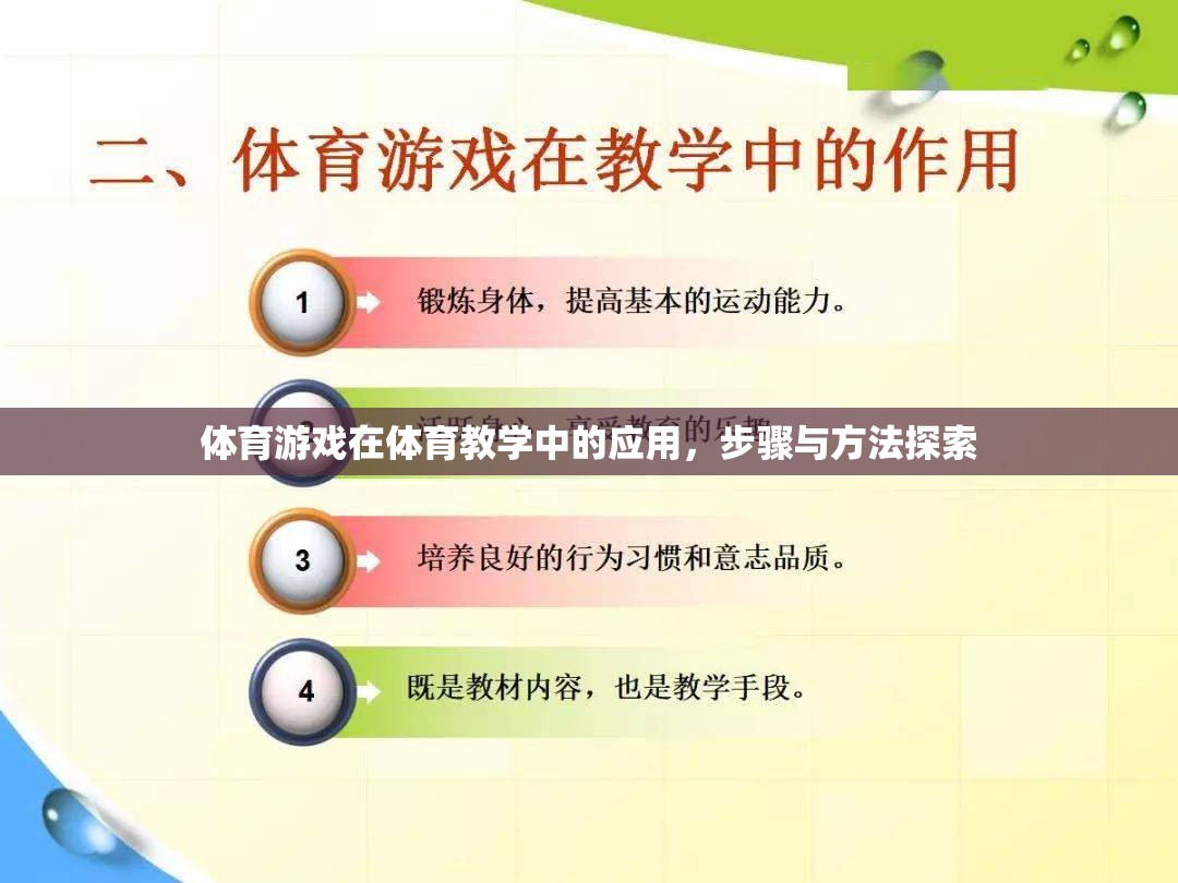 體育游戲在體育教學中的應用，步驟與方法的探索