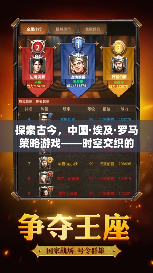 探索古今，中國(guó)·埃及·羅馬策略游戲——時(shí)空交織的帝國(guó)爭(zhēng)霸