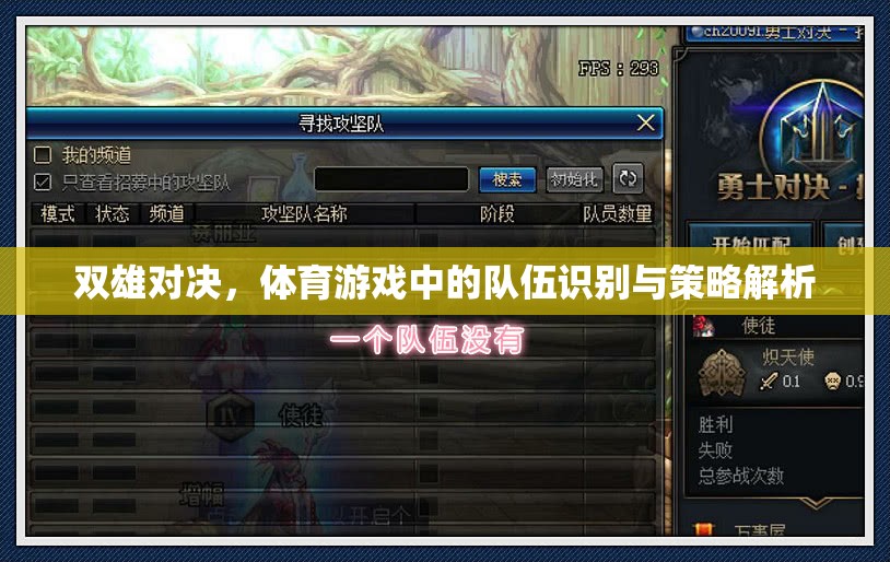 雙雄對決，體育游戲中的隊(duì)伍識別與策略解析