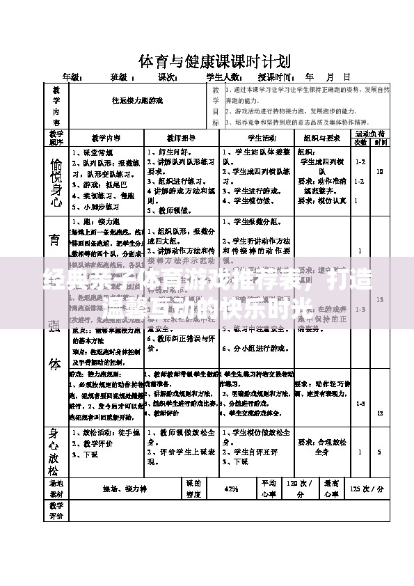 打造溫馨互動(dòng)的快樂(lè)時(shí)光，經(jīng)典親子體育游戲推薦表