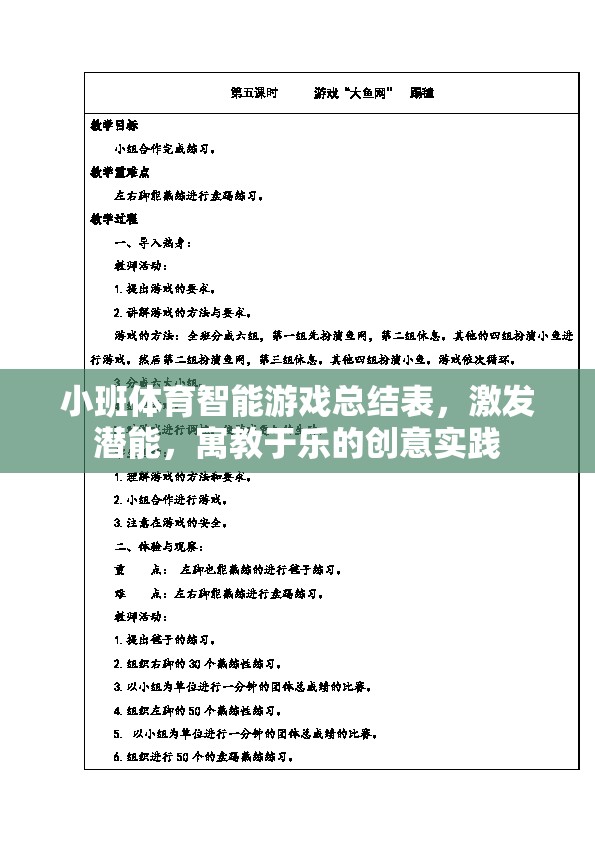 小班體育智能游戲，激發(fā)潛能的寓教于樂(lè)創(chuàng)意實(shí)踐總結(jié)