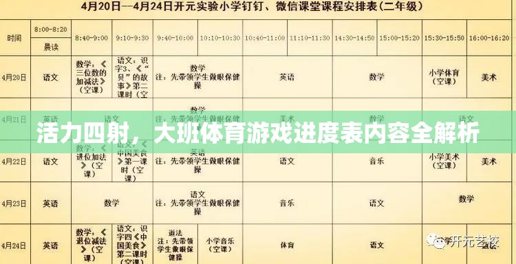 活力大班，全面解析體育游戲進度表