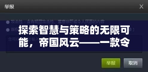 探索智慧與策略的無限可能，帝國風(fēng)云——一款令人上癮的策略型游戲