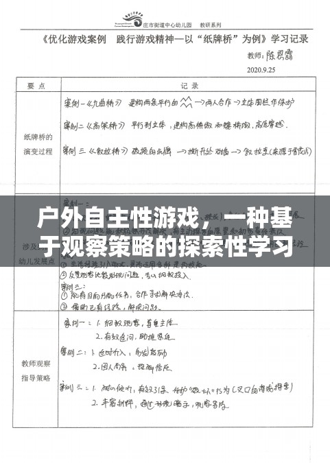 戶外自主性游戲，基于觀察策略的探索性學(xué)習(xí)模式