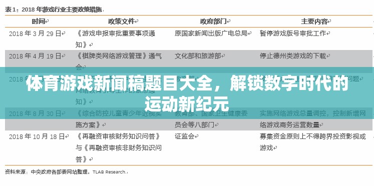 解鎖數(shù)字時(shí)代的運(yùn)動(dòng)新紀(jì)元，體育游戲新聞稿精選題目大全
