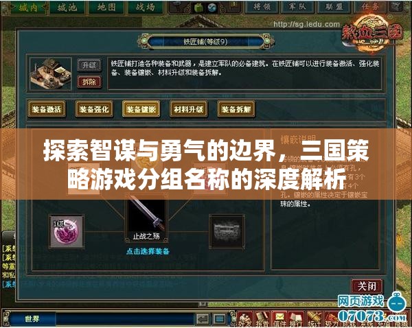 智勇邊界，三國策略游戲分組名稱的深度解析
