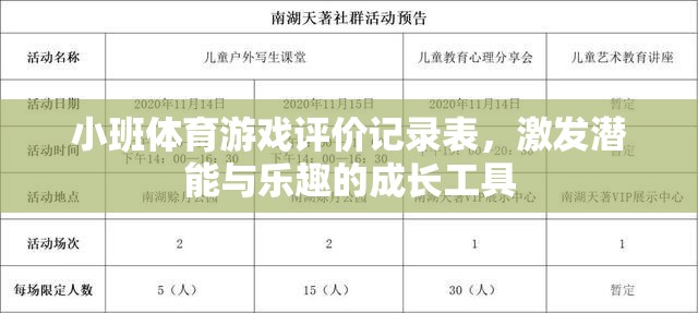 小班體育游戲評(píng)價(jià)記錄表，激發(fā)潛能與樂趣的成長(zhǎng)工具