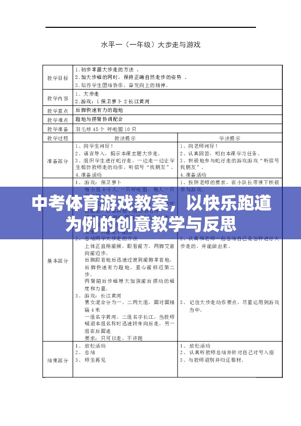 快樂跑道，中考體育游戲教案的創(chuàng)意教學與反思