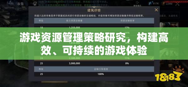 游戲資源管理策略，構(gòu)建高效、可持續(xù)的游戲體驗