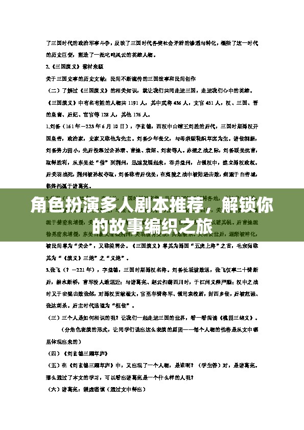 解鎖故事編織之旅，角色扮演多人劇本精選推薦