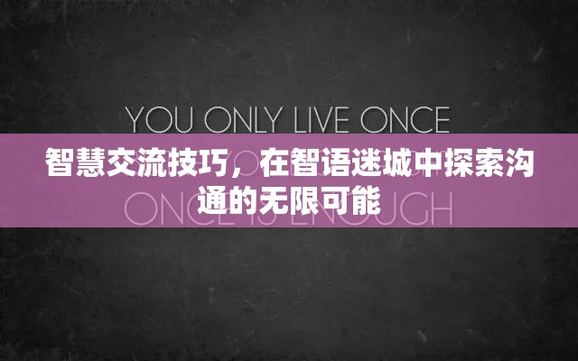 智慧交流技巧，在智語迷城中探索溝通的無限可能