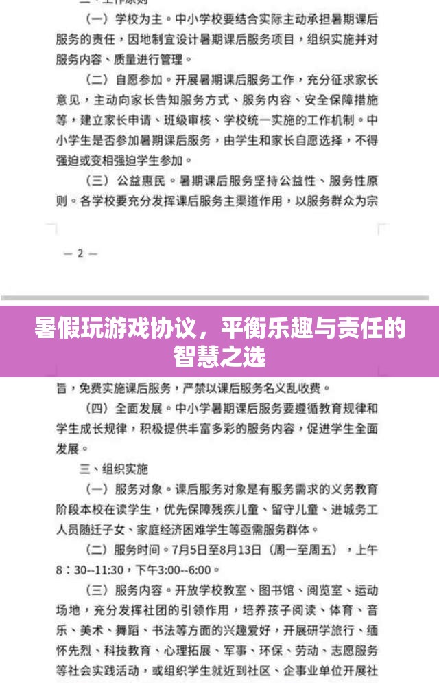 暑假游戲平衡協(xié)議，智慧之選，樂在其中