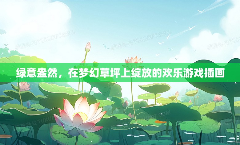 夢(mèng)幻草坪上的歡樂(lè)游戲，綠意盎然的插畫盛宴