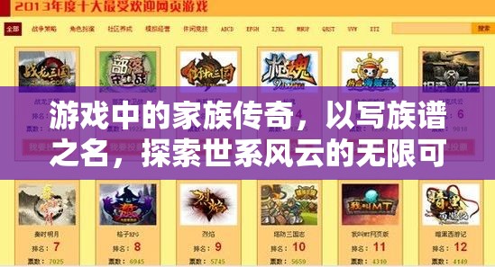 家族傳奇，以寫族譜為名，探索世系風云的無限可能