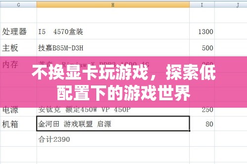低配置也能暢游游戲世界，探索不換顯卡的玩法