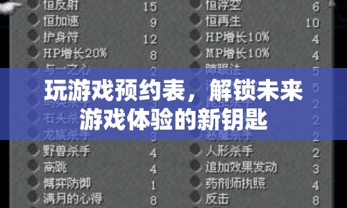 解鎖未來(lái)游戲體驗(yàn)，預(yù)約表成為新鑰匙