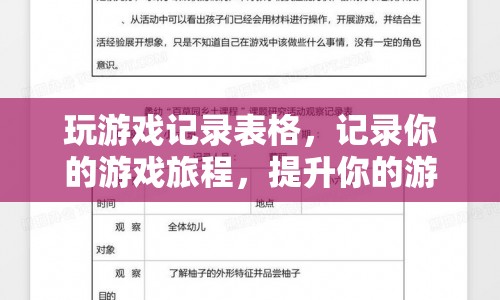 游戲記錄表格，記錄旅程，提升體驗(yàn)  第1張