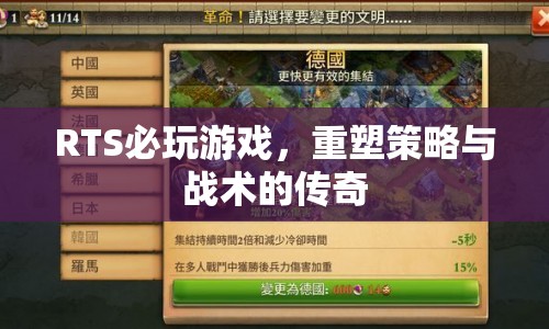 重塑策略與戰(zhàn)術的傳奇，RTS必玩游戲