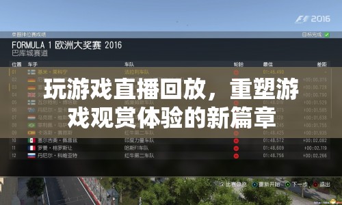 游戲直播回放，重塑游戲觀賞體驗的新篇章
