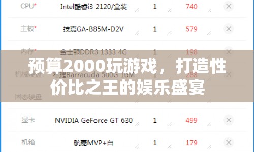 2000元打造性價(jià)比之王，游戲娛樂盛宴全攻略