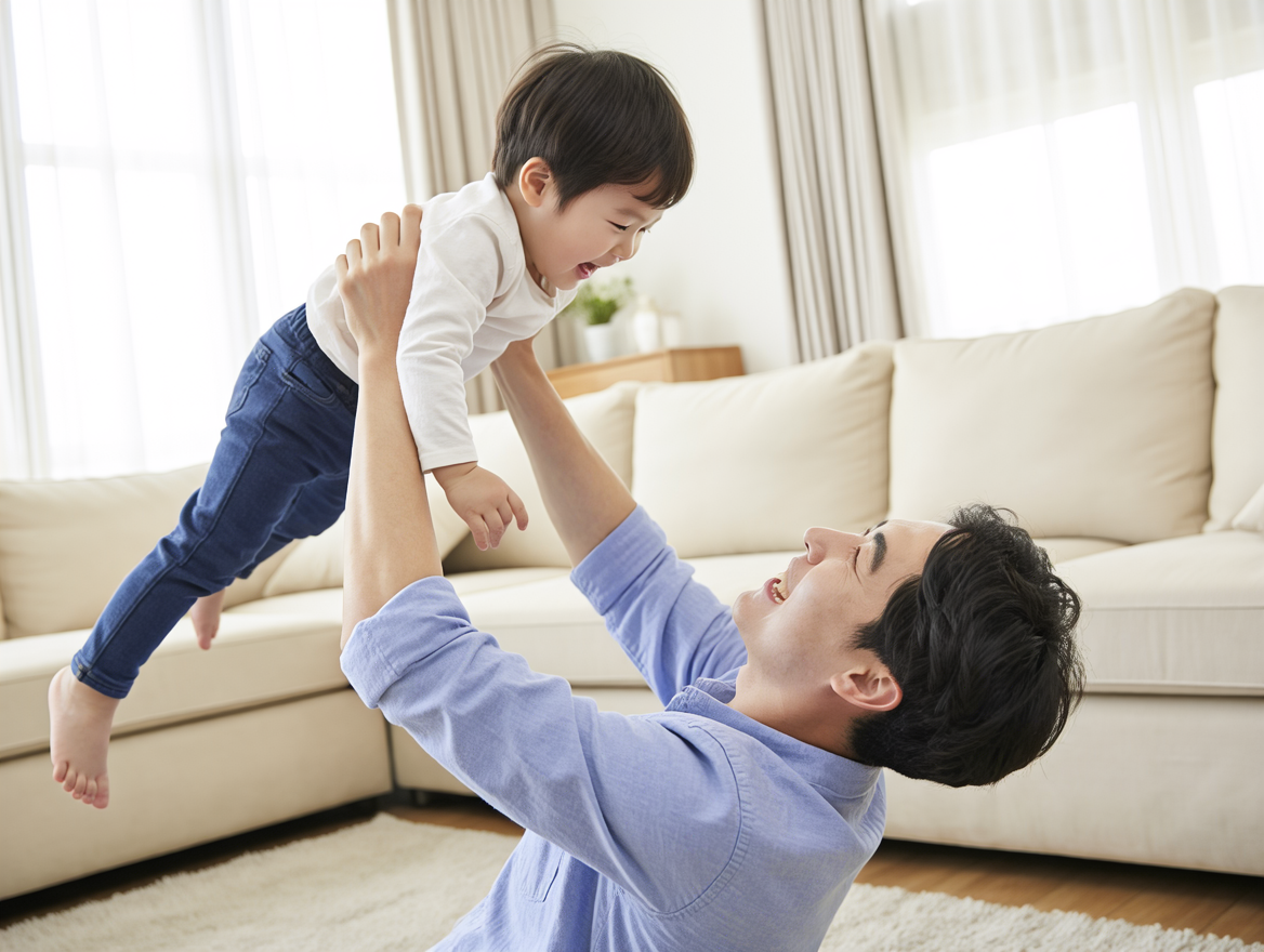 親子互動(dòng)新體驗(yàn)，抬小孩玩游戲
