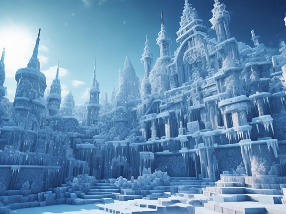 打造夢幻冬日仙境，我的世界冰雪城堡建造教程