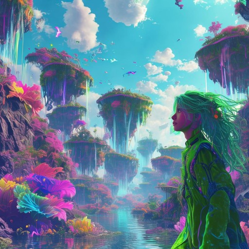 綠色頭發(fā)虛擬游戲，探索未知世界的奇幻之旅