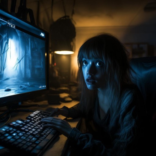 虛擬女主播的深夜恐怖游戲直播，驚悚與刺激的雙重體驗